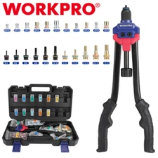 WORKPRO 16" Rivnut Tool Kit 11 Metric & SAE Mandrels Hand Nutsert Rivet Tool Set