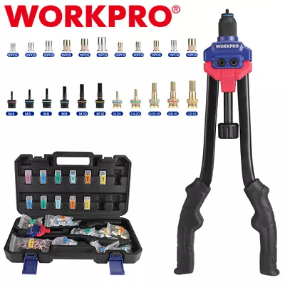 WORKPRO 16" Rivnut Tool Kit 11 Metric & SAE Mandrels Hand Nutsert Rivet Tool Set
