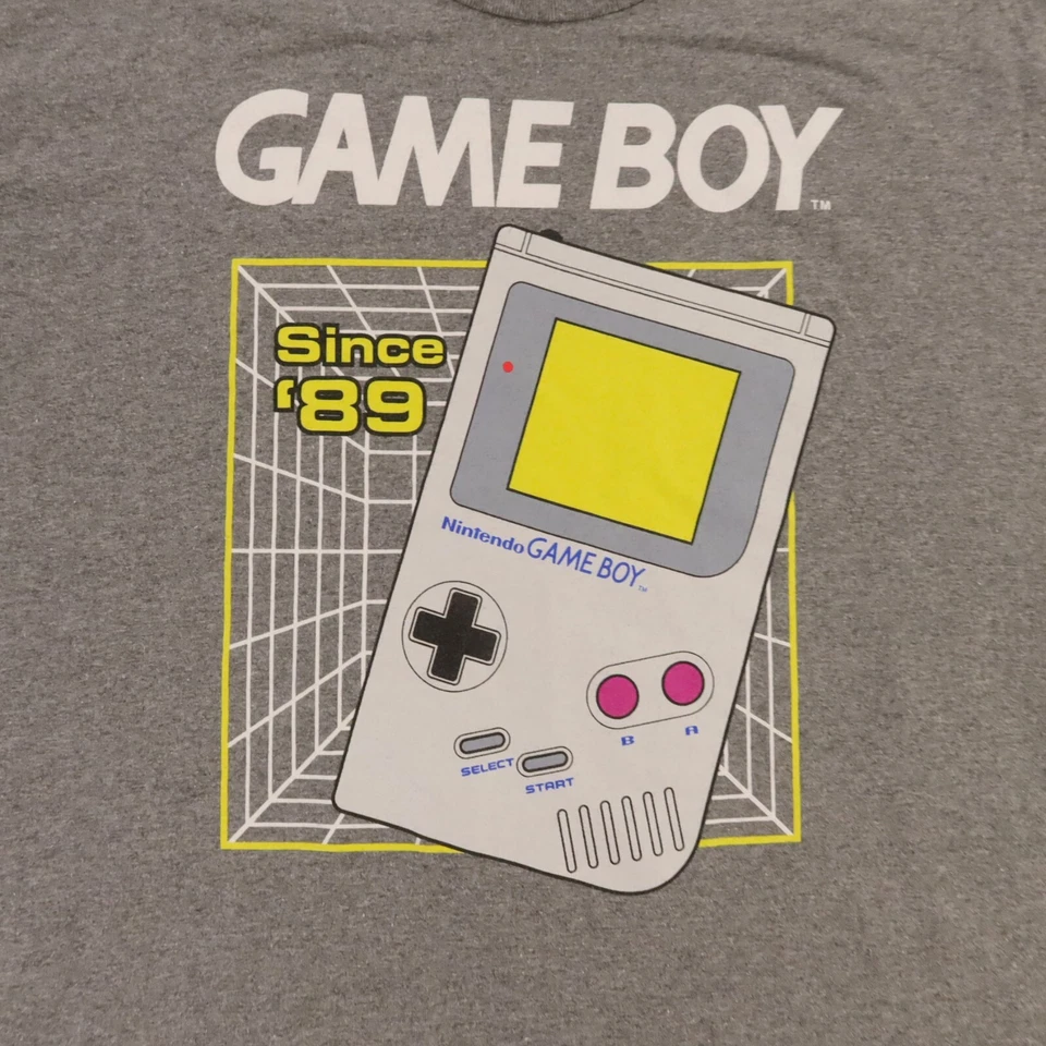 Camisa Game Boy Para Hombre Grande Gris Mezcla Algodón Nintendo Manga Corta Foto 2 de 4