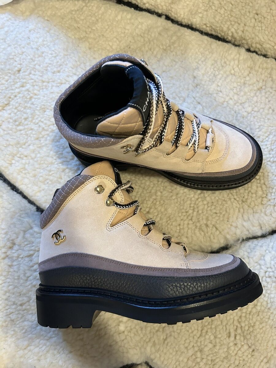 Chanel Light Pink/Gray Suede Lace-Up Hiking Boots 37 NWB | eBay Chanel Light Pink/Gray Suede Lace-Up Hiking Boots 37 NWB | eBay