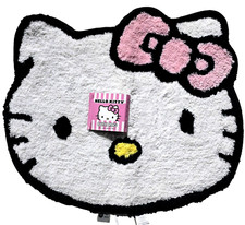 NEW HELLO KITTY SHAPE WHITE SOFT 100%  POLYESTER BATH FLOOR MAT RUG -24"X30"