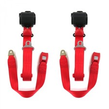 Chevy Impala 1971 - 1976 Standard 3pt Red Retractable Bucket Seat Belt Kit - 2 B