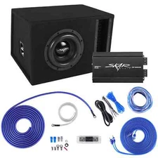 SKAR AUDIO SINGLE 8" 1200 WATT EVL SERIES BASS PACKAGE W AMPLIFIER AND WIRE KIT