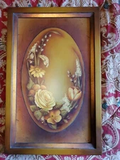 Vintage Norwegian Louise Handley Hand Painted Floral Painting 