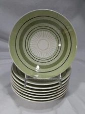 Taylor Smith Taylor Pasta Salad Soup Bowls Abstract Green Flower 7.5" Set Of 8