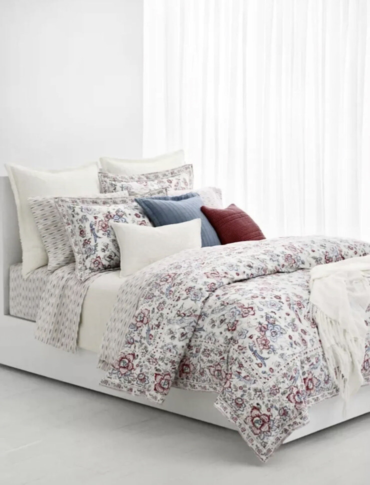 Ralph Lauren Lucie Floral Ikat Stripe Blue Red Ivory Green Bedding eBay