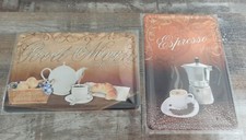 Sammlung Konvolut 2 Blechschilder Espresso - Breakfast Time 20x30 cm