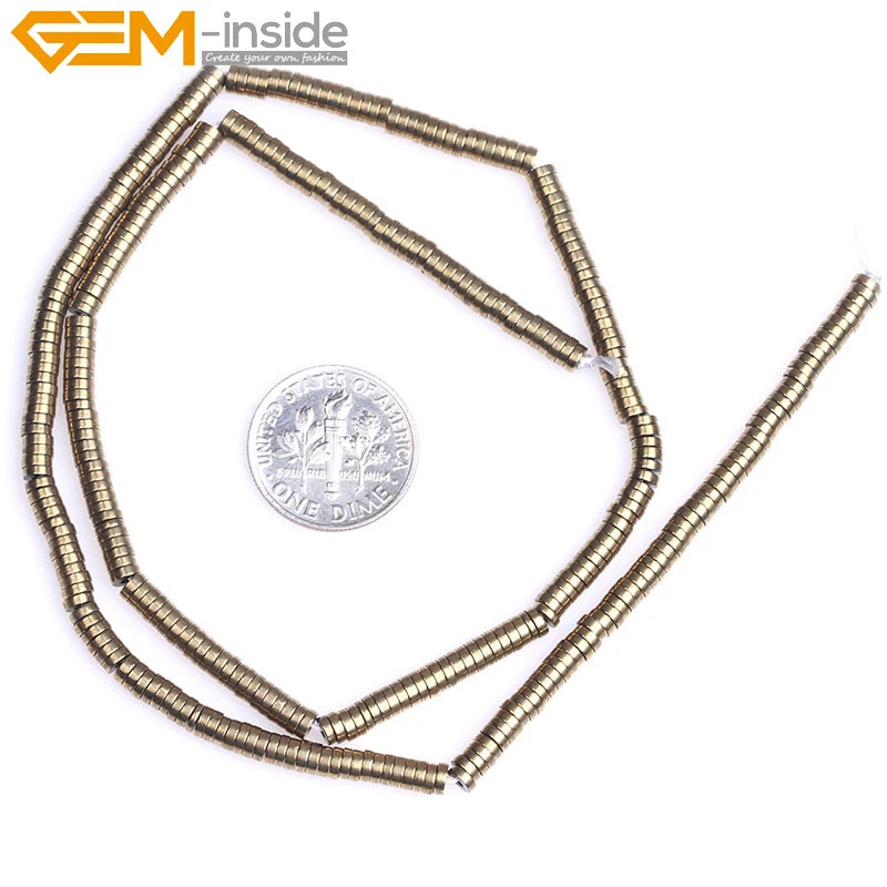 Металлическая разделительная бусина Heishi с гематитовым покрытием Rondelle для изготовления ювелирных изделий 15 дюймов 2x4 мм - Изображение 3 из 4