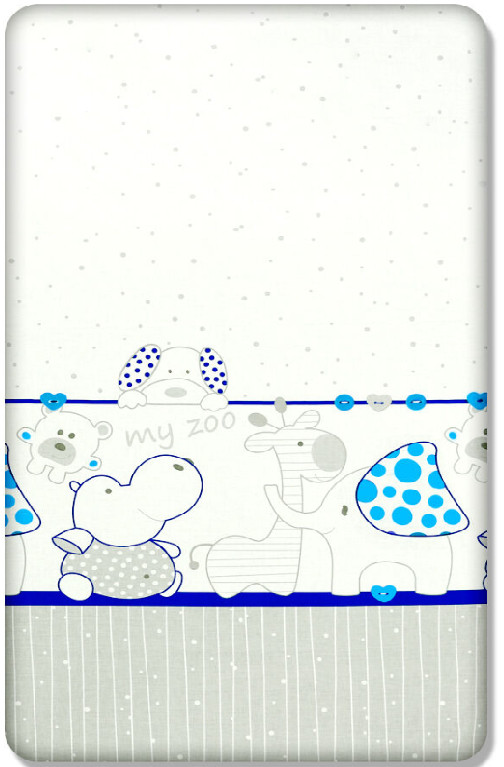 Lenzuolo per Lettino Neonato 100% Cotone Zoo Blu