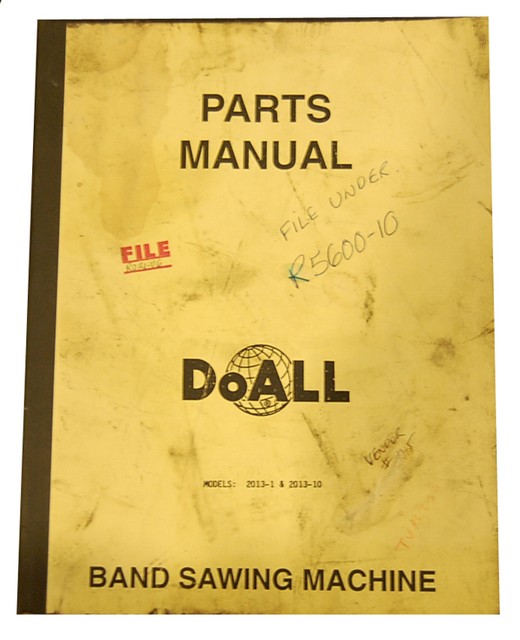 Doall 20131 and 201310, Vertical Band Saw 50 page Parts Manual eBay