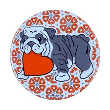 Black and White English Bulldog Valentines day Magnet Handmade Holiday Dog Gift