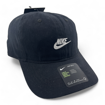 Nike Swoosh Black White Logo 8A2902-023 Child Youth Adjustable