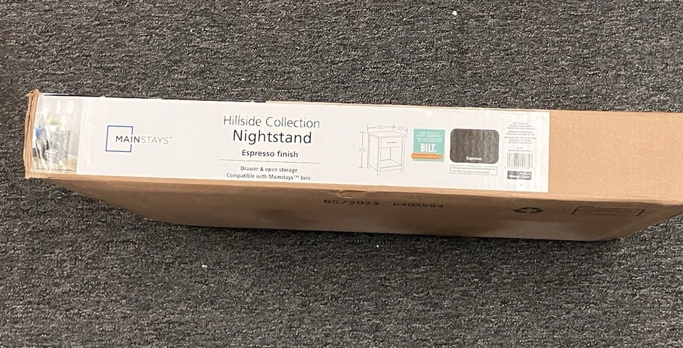 Mesita de noche Mainstays Hillside con cajón, acabado espresso Foto 2 de 2