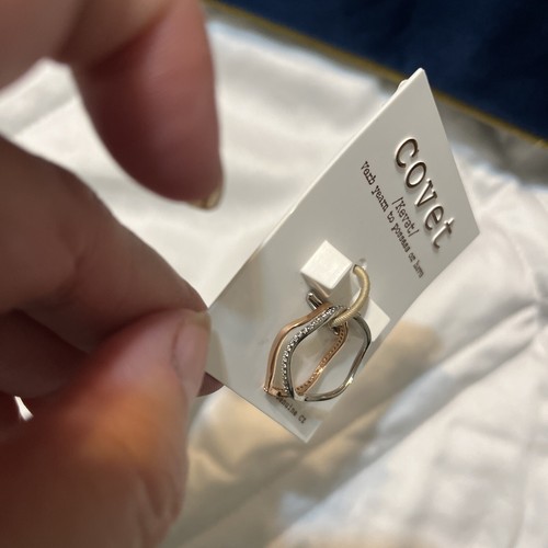 Covet Nordstrom Women's 2 Piece CZ Rings Brass Premium 14K Gold Plated Size 8 - Picture 4 of 12