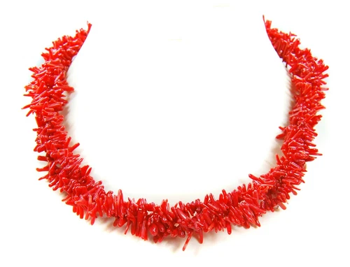 Heilstein Gemstone Chain Necklace Coral Three Row
