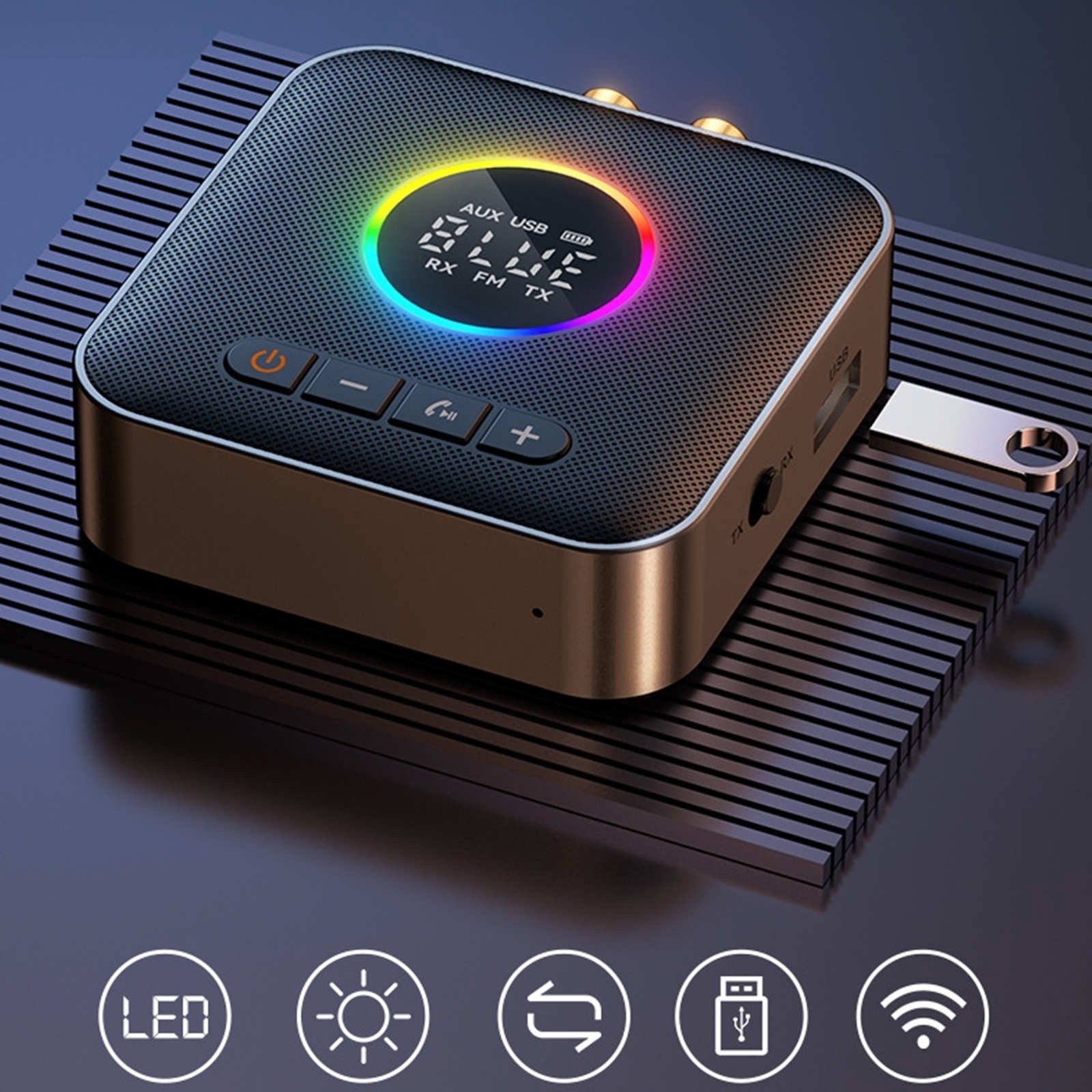 Mutiilfunction 3in1 Bluetooth 5.4 FM Transmitter Receiver Audio Adapter AUX