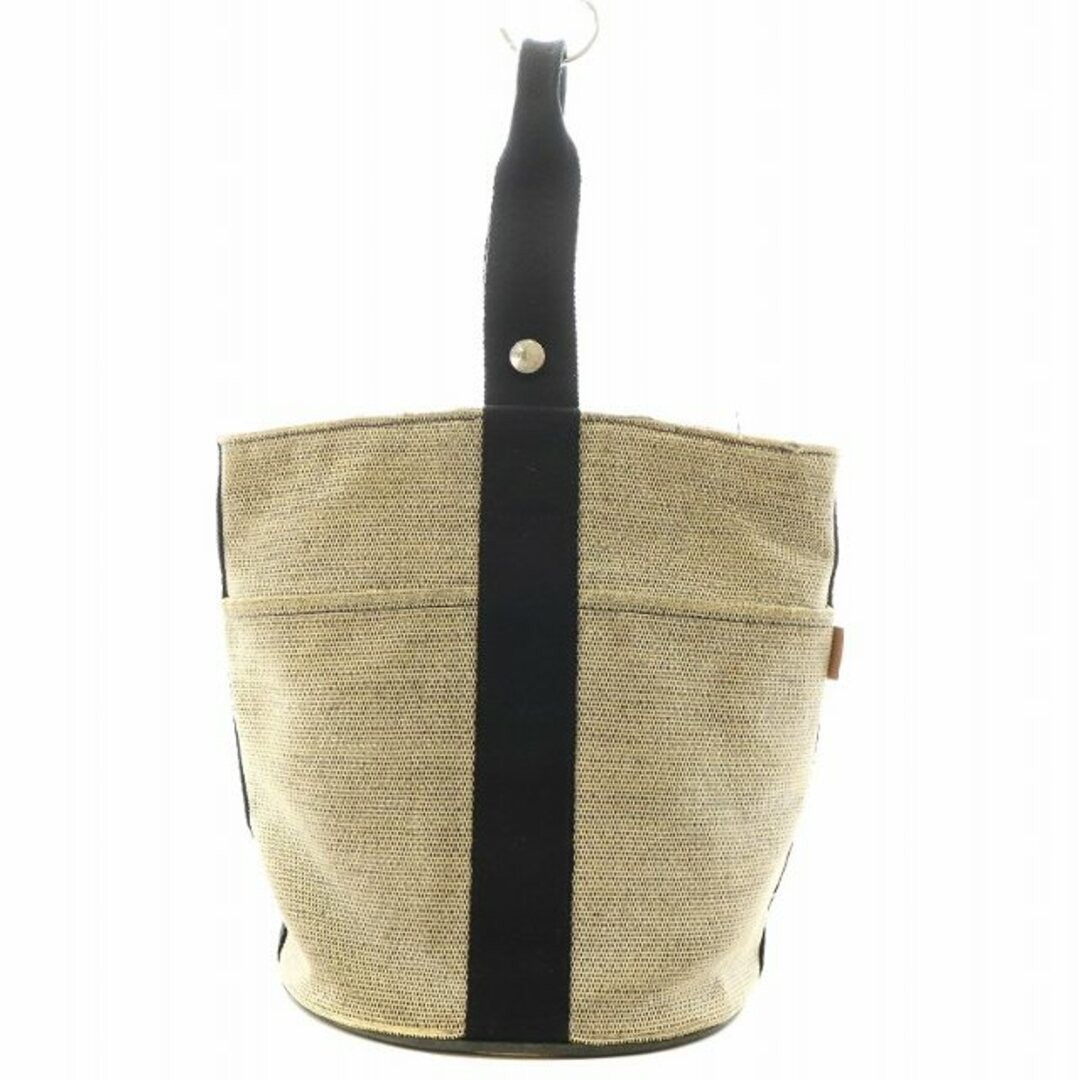 Hermes Saxo Mm Toile Ash Handbag Canvas Beige Black