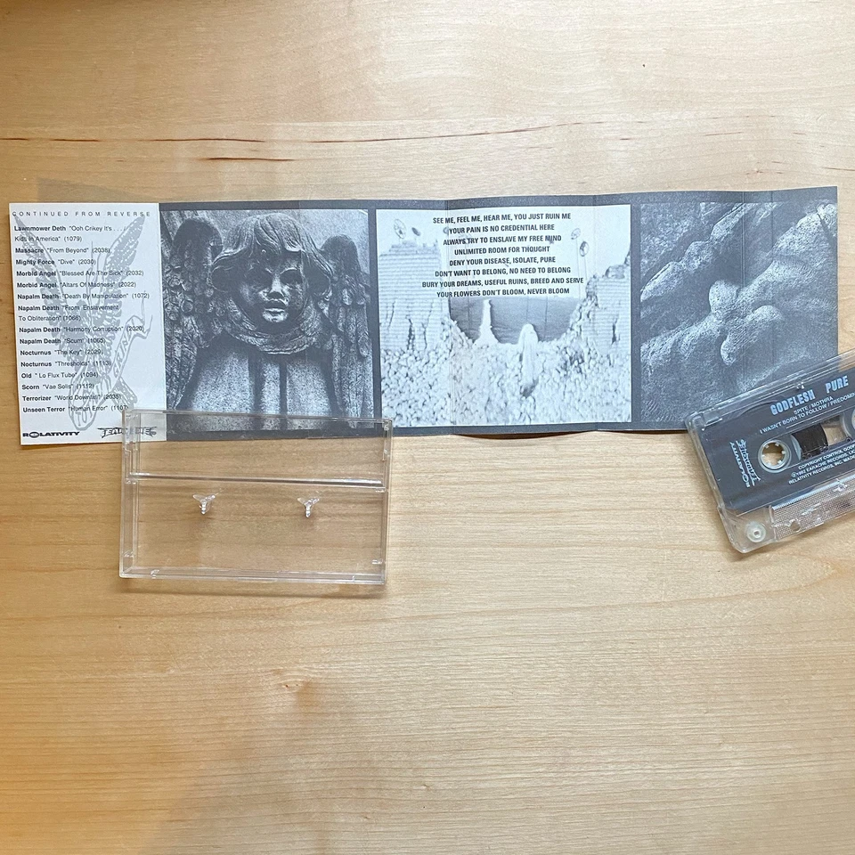 Godflesh Pure 1992 Cassette Tape Earache – 88561-1087-4 PLAY TESTED Foto 3 de 4