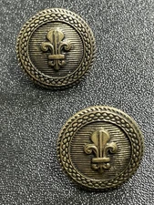 Vintage 1” Round Fleur De Lis Gold Tone Etched Earrings