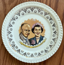 Vintage President & Mrs Dwight D Eisenhower Ike Mamie Gold Trim Collector Plate