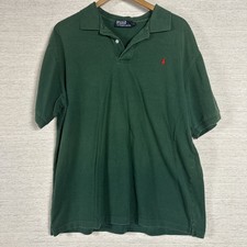 Vntg Polo Ralph Lauren Polo Shirt XL Short Sleeve Dk Green Red Pony Made In USA
