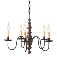 Irvin's Country Tinware Country Inn Wood Chandelier in Americana Espresso