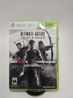 Ultimate Action Triple Pack (Xbox 360, 2015) Tomb Raider Just Cause 2 Sleep Dogs