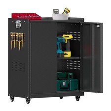 Metal Garage Storage Cabinet with Locking Door, Lockable Heavy Duty Tool Cabinet