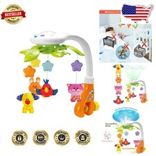 Safe Nursery Crib Mobile: Star Projector, Lullabies, Rotating Animals, Lights Up