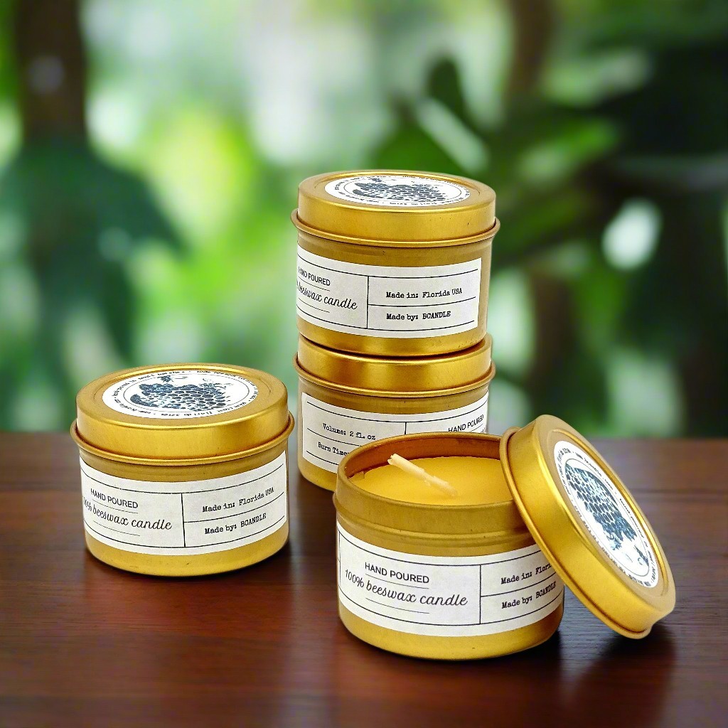 Pure Beeswax Emergency Candle Set of 4 - Natural Honey Scent