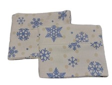 Set of 2 Cream Flannel Pillowcases W/blue Snowflakes 18 X 28 Standard