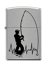 Zippo Lighter - Personalized Message Engrave Heartbeat Fisherman Design Z5229