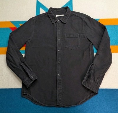 Outerknown Blanket Flannel Shirt Button Down Organic Cotton Outdoor Black Medium