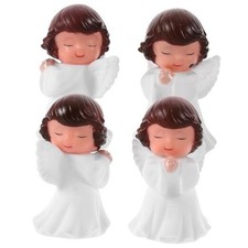  4 Pcs Angel Figurines Cake Toppers - Praying Angel Statue & Garden Sculpture 