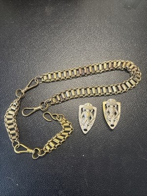 Antique Masonic Knights Templar Sword Chain Belt Hanger Knight Armor Shield Fob