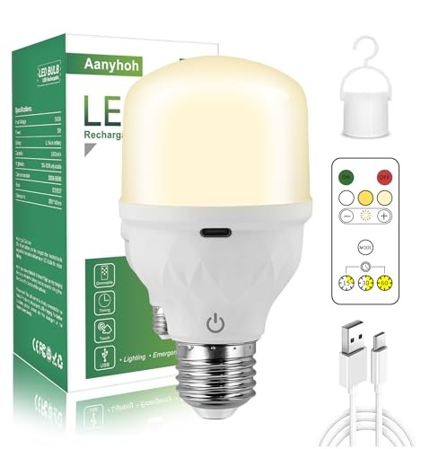 USB Rechargeable Light Bulbs with Remote Control, 5W LED Battery Powered 1pcs