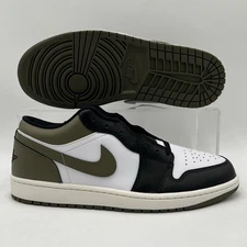 Mens Size 8 Nike Air Jordan 1 Low Black White Medium Olive Sneakers 553558 092