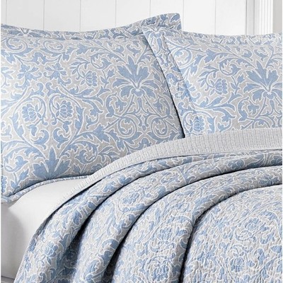 NWT Laura Ashley MIA Reversible Cotton 3-piece Quilt Set - Full/Queen