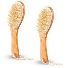 Gerrii 2 Pcs Dry Brushing Body Brush Natural Boar Bristle with Contoured...