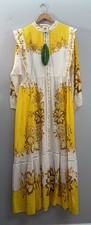 NWT Farm Rio XL Aura Floral Maxi Dress Yellow Cream Ruffle Button Front Boho