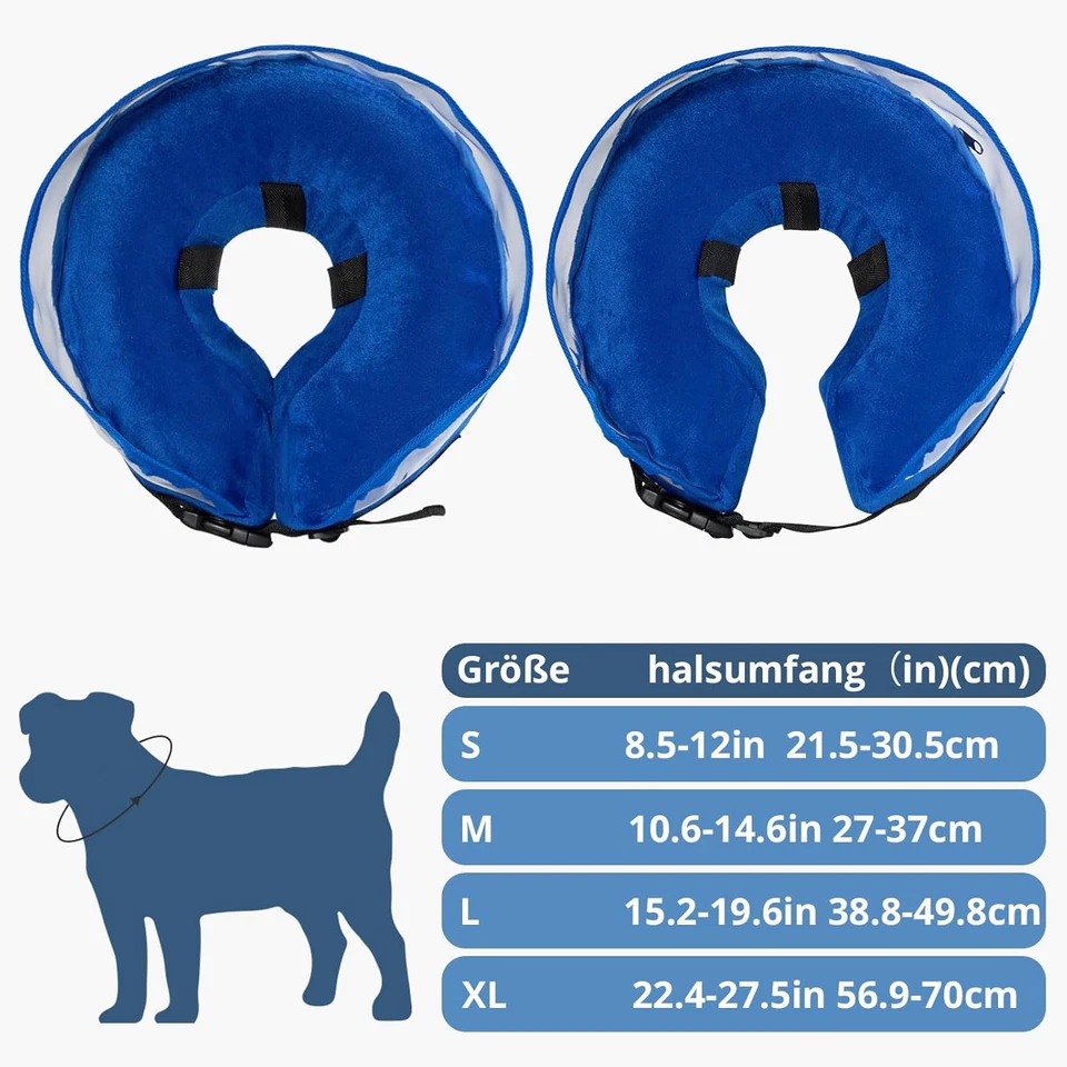 Collare Elisabettiano Cane,Rimovibile Gonfiabile Cono per Cani Gatto Morbido per - Immagine 2 di 4