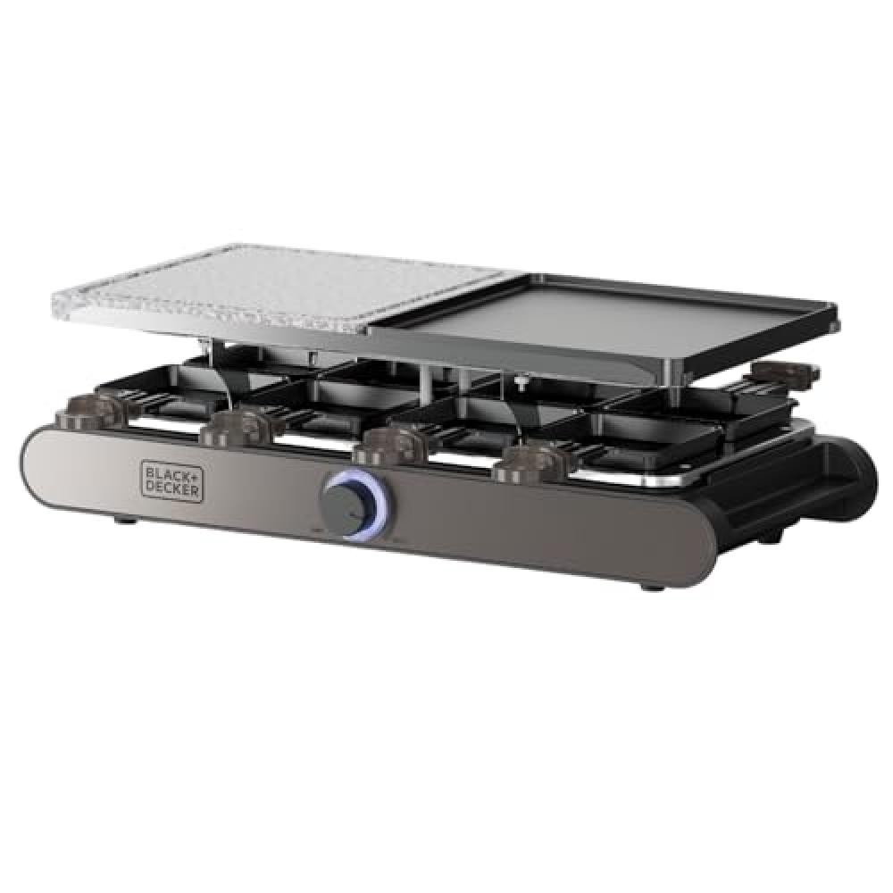 Raclette 8 Persone Black+Decker BXFC1400E Piastra Grill Reversibile 1400W