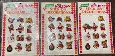 Vintage 35 Christmas Puffy Vinyl Stickers Yuletide Made in Taiwan NOS Kitschy