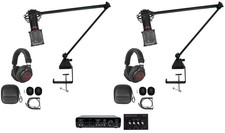 Rockville R-TRACK 2x2 2-Person Podcast Kit w/ RCM SR Microphone Boom Headphones