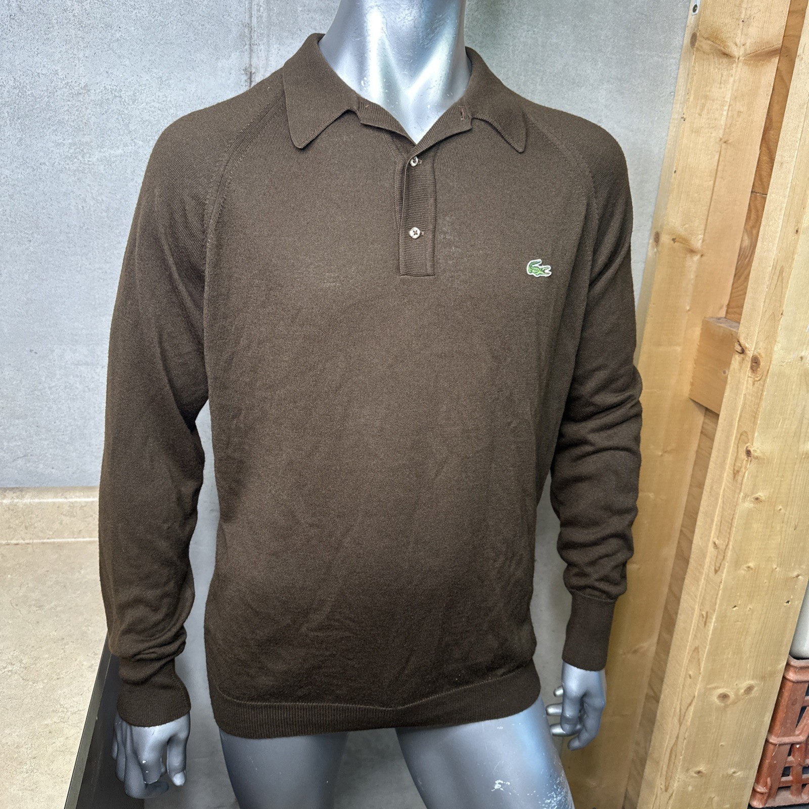 Izod Lacoste Pullover Polo Sweater Men’s XL Brown Lightweight Vintage