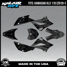 Graphics Kit for Kawasaki KLX110 KLX110R/RL (2010-2024) Axis Series - Smoke