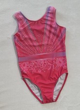 DESTIRA Leotard GYMNASTICS Pink Purple RHINESTONE Bodysuit USA Tank GK Size: CL