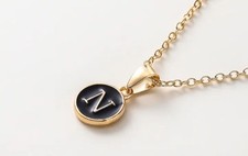 Black Metal English Pendant Letter Alphabet Personalize Pendant "N"