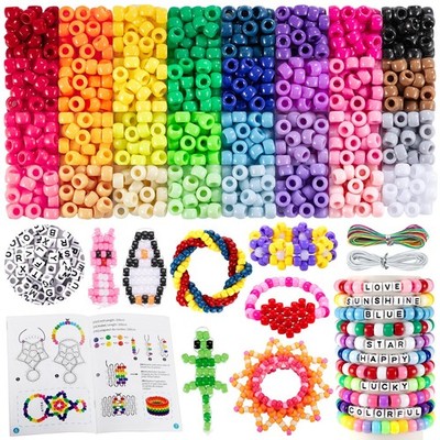 Zefy Pony Beads for Bracelets and Crafts, 32 Colors Kandi 9mm, Multicolor 