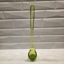 Viking USA 1960s Swung Glass Bud Vase Green Color A Statement Piece Vintage 14"